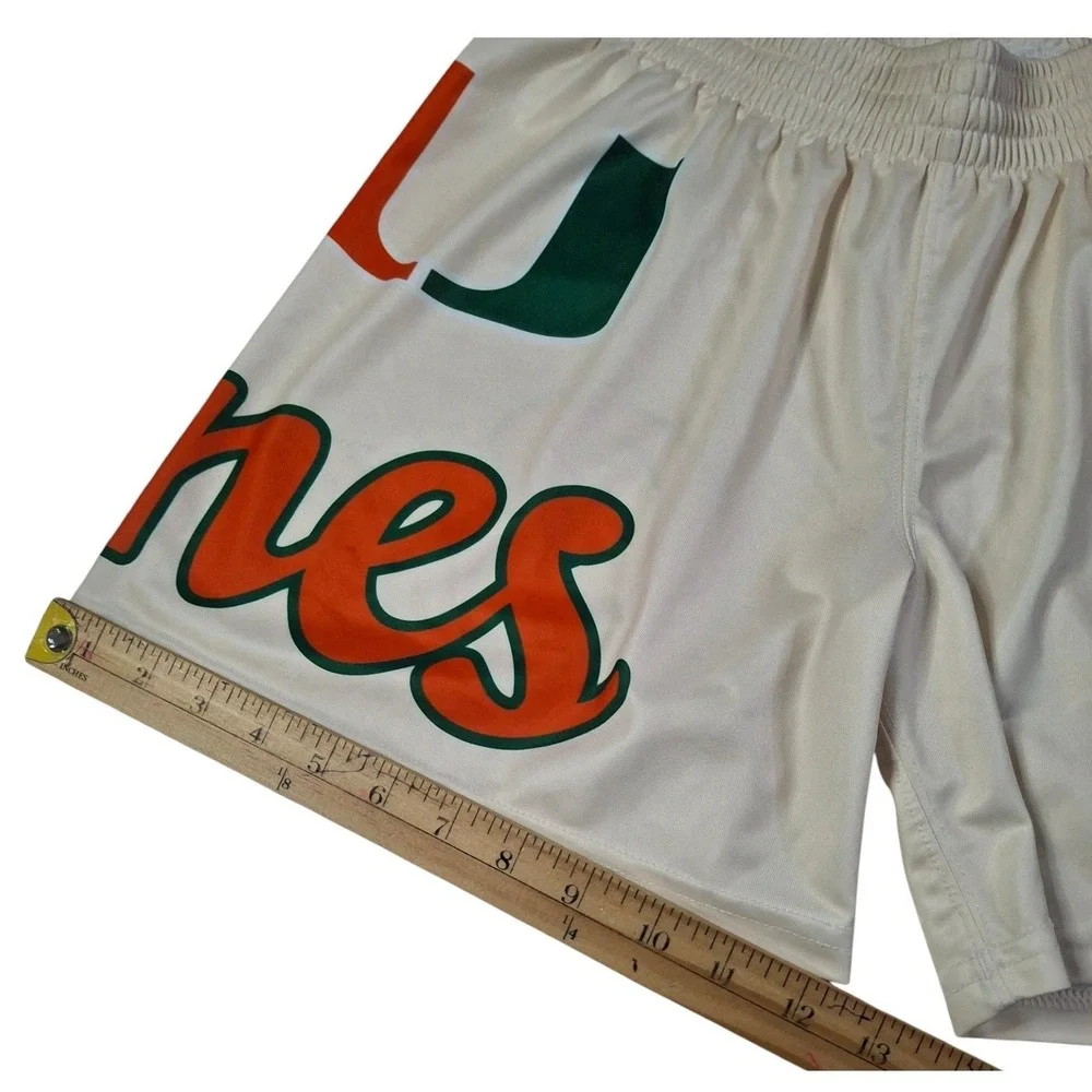 Adidas Miami Hurricanes Mens Large Cream Athletic Shorts U of M NCAA Basketball